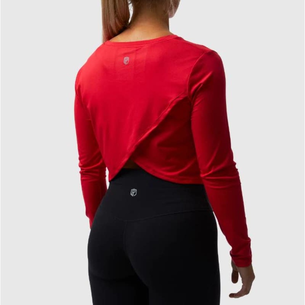 BORN PRIMITIVE Crossed You Off Cropped Long Sleeve Top in Lava Red Size S